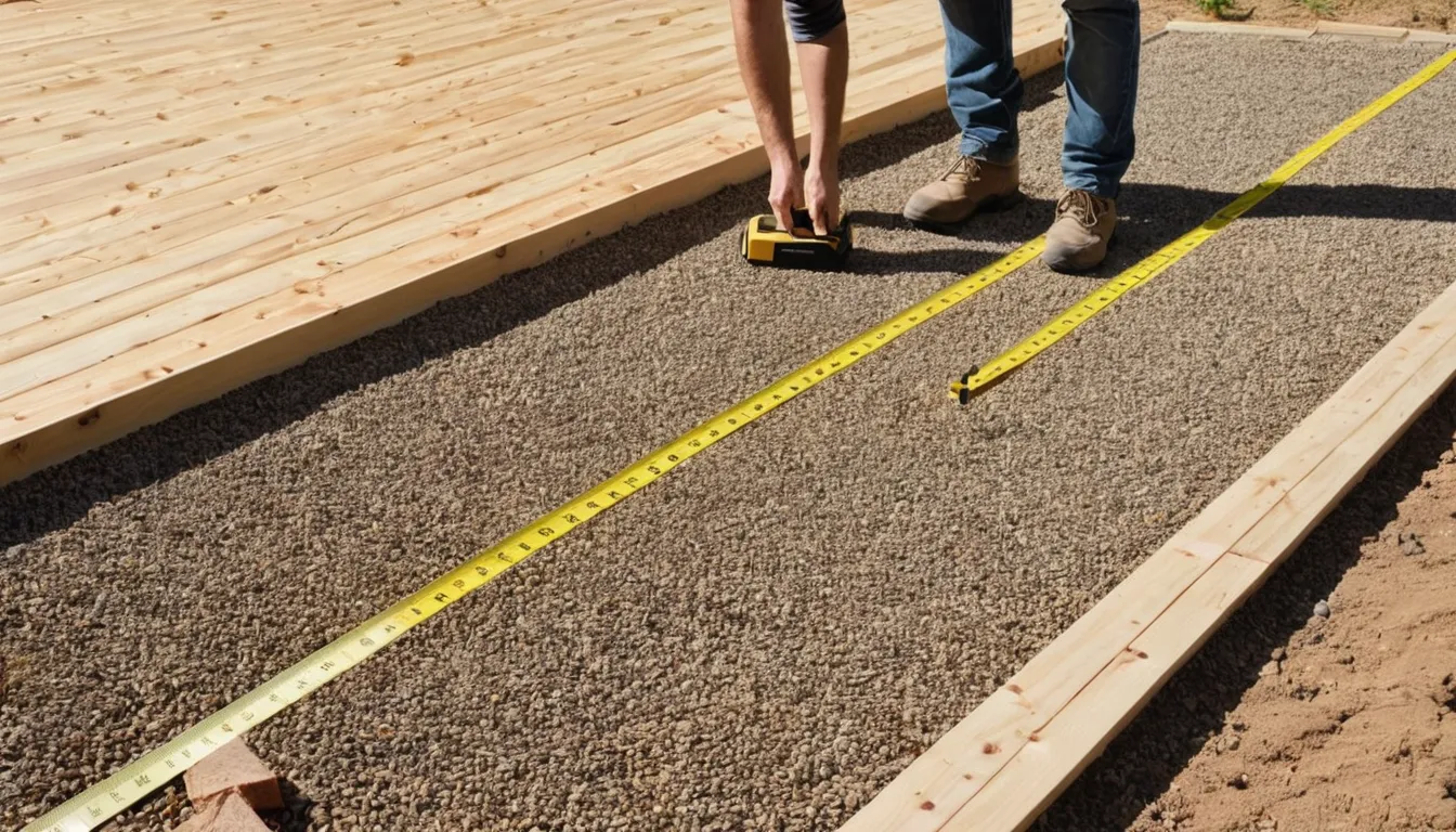 Homeowner and provider measuring a patio area for a new concrete slab